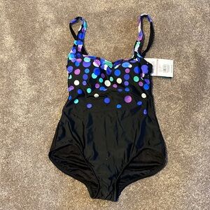 NWT Maxine of Hollywood Confetti Instant Minimizer One Piece Swimsuit SIZE 6